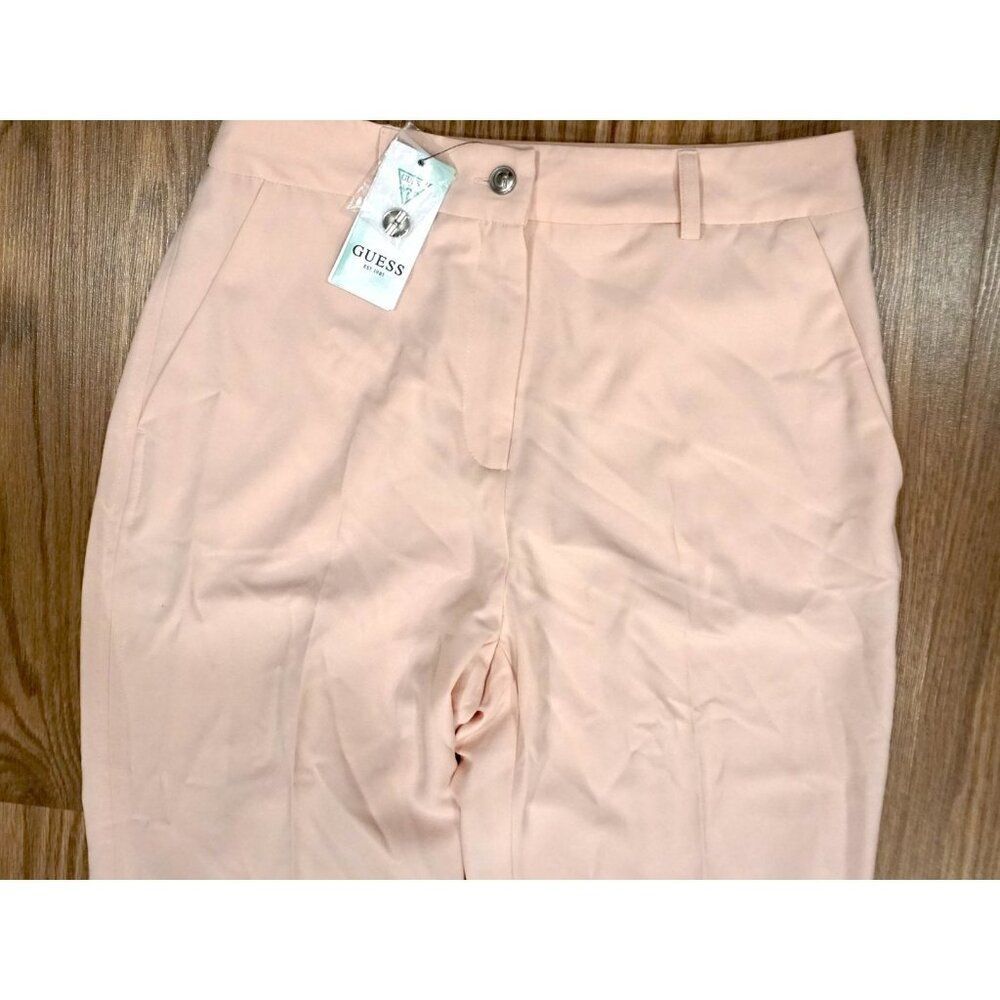 Guess Carla Stretch Crepe High-Rise Straight-Leg Pants - Dolly Pink, Size M NWT - Picture 4 of 13